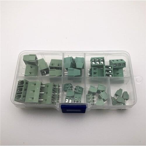 40pcs(8 Kinds) 2.54/3.8/5.0/7.5mm Pitch 2/3 Pin PCB Mount Screw Terminal Block Connector Assortment Kit