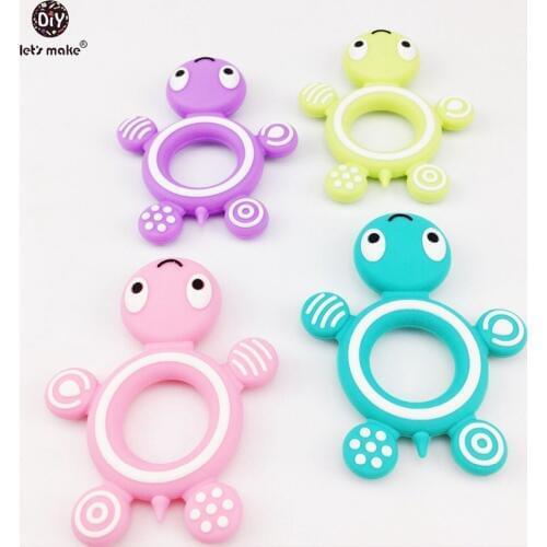 Lets Make Silicone Tortoise 5pcs Baby Teether Lovely Diy Teething Necklace Accessories Baby Shower Food Grade Silicone Teether