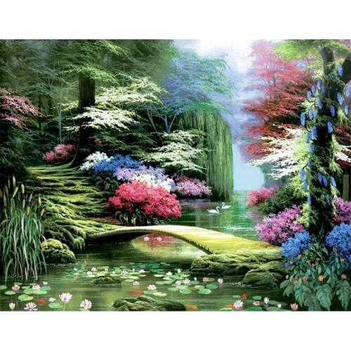 5d DIY Diamond Painting full square round Cross Stitch natural scenery Diamond Embroidery sale three bridge art home Decoration