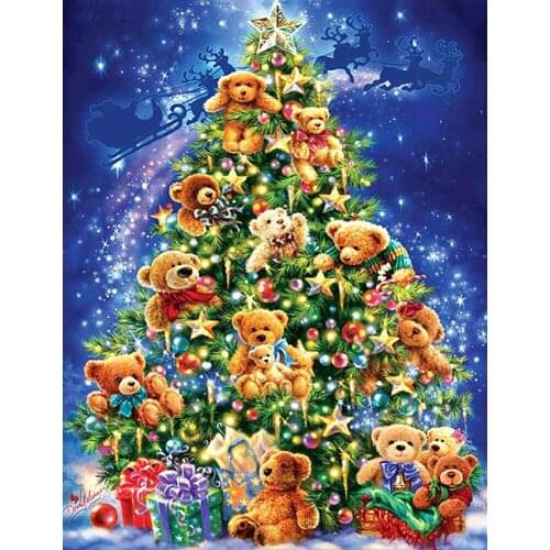 5D DIY Bear Doll Star Christmas Tree Diamond Painting Full Drill Embroidery Cross Stitch Mosaic Craft Kit Home Decor Gift