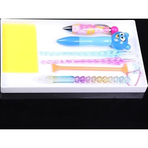 5D DIY Cartoon Diamond Painting Drill Pen Cross Kit Pen Stitch Embroidery Painting Tools Glue Plastic Tray Set