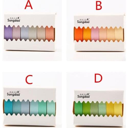 6 Pcs/lot Ocean Decorative Paper Green Pink Purple Washi Tape Set Japanese Stationery Kawaii Scrapbooking Supplies Stickers