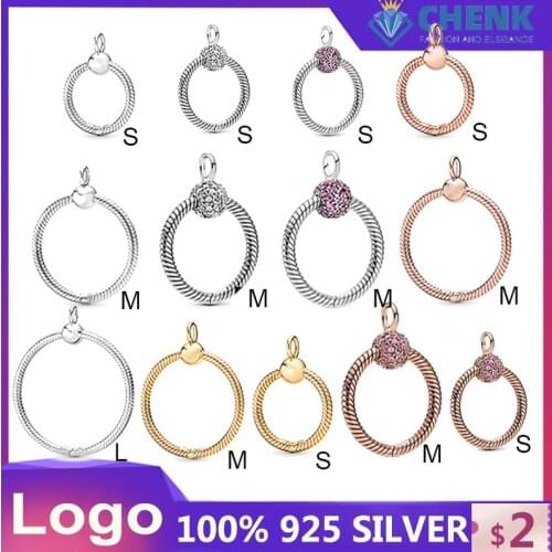 925 Sterling Silver Moments O Carrier Medium O Pendant Necklaces Rose Gold Small O Charm Women Wholesale Original