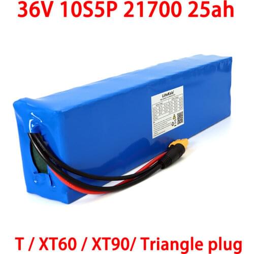 36V 25ah 21700 10S5P 500W Battery Electric Bike 42V Lithium ion Battery Pack with 30A BMS Protection XT60/XT90/Triangle /T plug