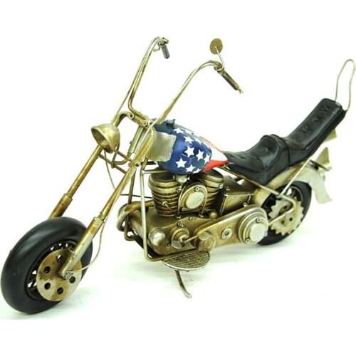 Antique Decor Metal Vintage Chopper Motorcycle Creative Desktop Trinket Miniature Gift Nostalgic Handmade Hand Painted Quality