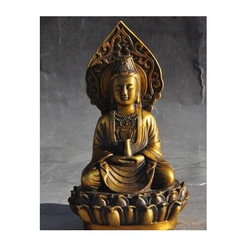 Free shipping AA 003333 china buddhism temple bronze kwan-yin GuanYin Bodhisattva goddess buddha statue