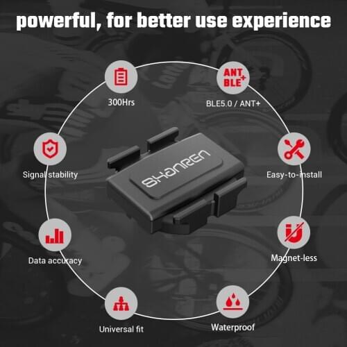 SHANREN Speed Cadence Sensor Bluetooth ANT+ Wireless Bike Sensor Bicycle Sensor IP68 Waterproof Compatible with Many Devices