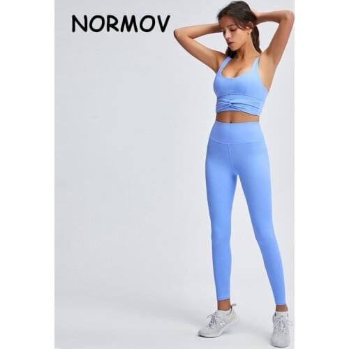 NORMOV Seamless Leggings Women Gym Clothing Female High Waist Yoga Pants Tracksuit Women Fitness Clothing 2 Piece Set Yoga Suit