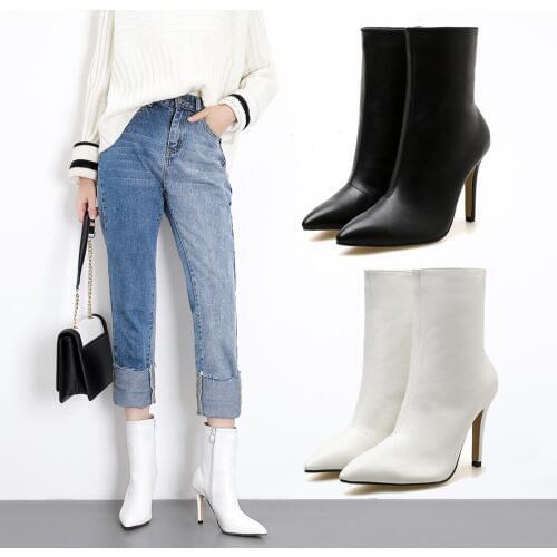 Boots children Slim High Heel Fashion Ankle Boots Side zip pointed toe stiletto boots ankle boots for women winter boots women