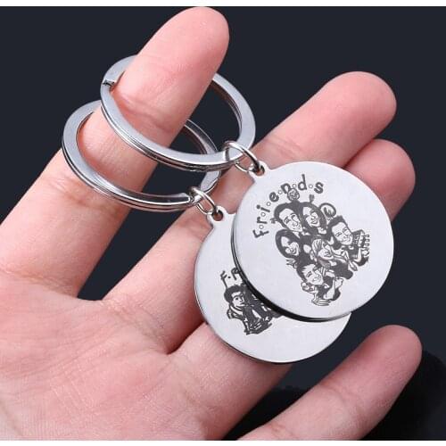 TV Show Friends 25th Anniversary Keychain Monica Rachel Phoebe Joey Ross Chandler Key Chain for Friends Jewelry Christmas Gift