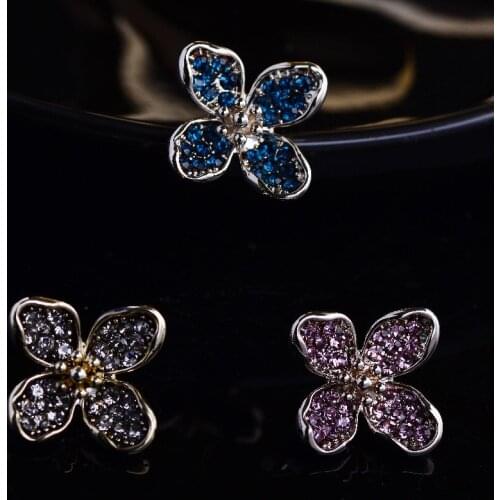 Vintage Artificial Rhinestones Lapel Pin for Women Accesorios Fashion Mini Collar Pins Alloy Flower Small Brooch Jewelry