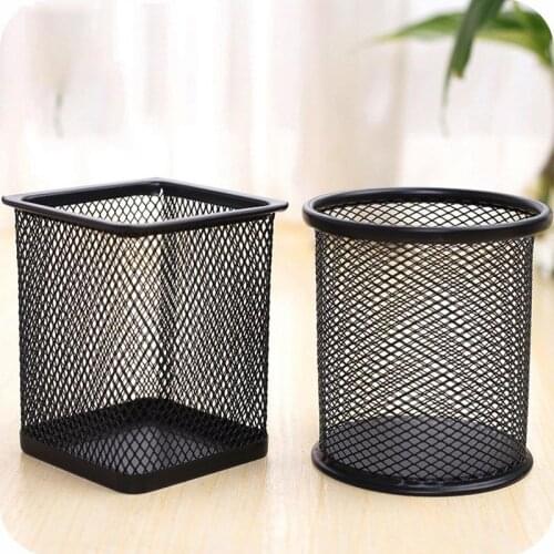 Desktop Office Modern Supplies Storage Ornament Metal Mesh Multi Functional Pen Pencil Holder Case Brush Pot Storage Supplies