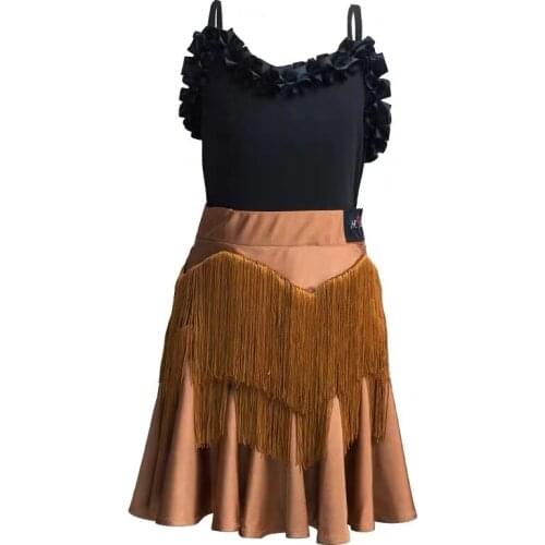 New Sleeveless Children Latin Dance Competition Dresses V-neck Tassel Sling Dress Tango/salsa/rumba/modern Latin Dance Costume