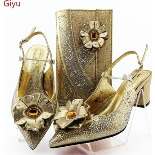Doershow beautiful new arrive Italian matching shoe and bag set african wedding shoe and bag sets! HGO1-12