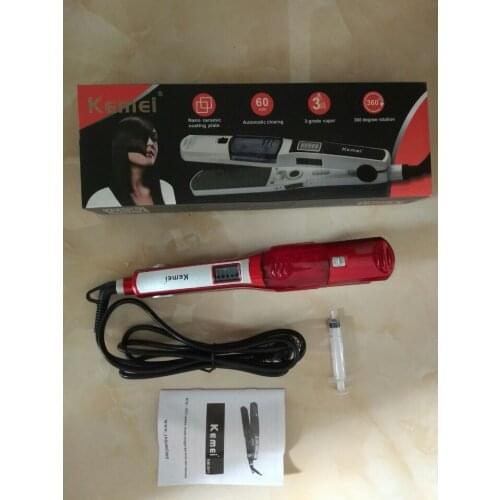 65W Electric Steam Hair Straightener Steam Comb Straightening Hair Irons Straight Hair Brush Temperature Display