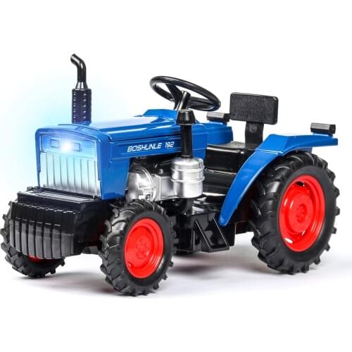 1:32 Alloy Metal Farm Tractor Red Blue Hook Open Pull Back Music Sound Light Boy Gifts Birthday Present For Christmas Collection