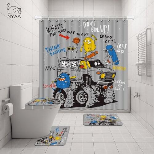 Retro Old Motorcycle Flannel Non-Slip Bath Mat Toilet Cover Rugs Shower Curtain With 12 Hooks Bathroom Decor Set