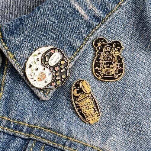 Personality sketch wind house goblin brooch Yin and Yang round pins badge enamel backpack lapel pin hat Jewelry gift for friend