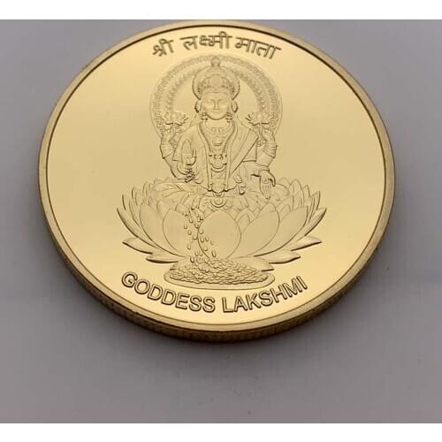 India Goddess Lakshmi Tai chi Gold Plated Coin Tai Chi Feng Shui Commemorative Coins