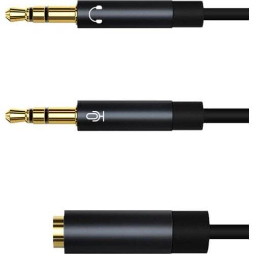 3.5mm Jack Microphone Headset Audio Splitter Cable Female To 2 Male Headphone Mic Aux Extension Cables For Phone Computer