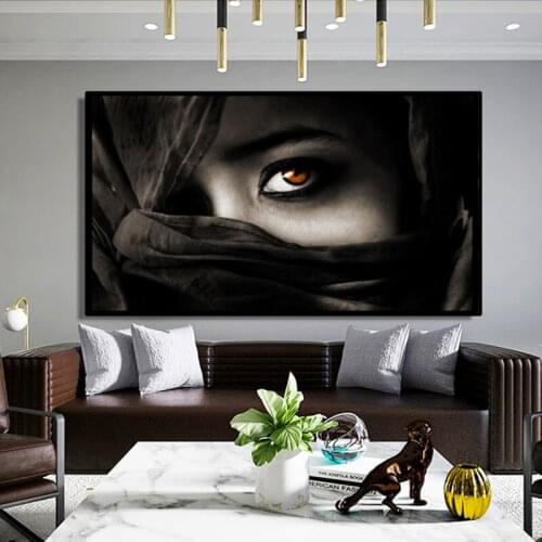 Black White Girl Abstract Red Eye Pictures Canvas Painting Poster and Print Wall Art For Living Room Home Decoration Unstretched