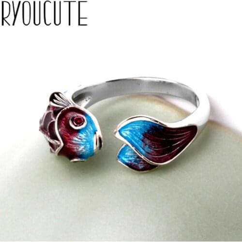 New Charming Fish Finger Ring for Women Vintage Boho Knuckle Party Rings Gothic Punk Jewelry Gifts for Girls