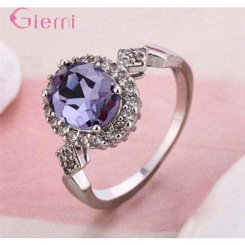 925 Sterling Silver Elegant Trendy Crystal Engagement Rings Cubic Zirconia For Women Wedding Bridal Jewelry Gift