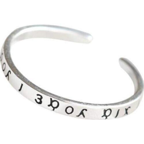 Greek Alphabet Text Retro Personality Finger Rings 925 Sterling Silver Rings For Woman Open Ring Jewelry