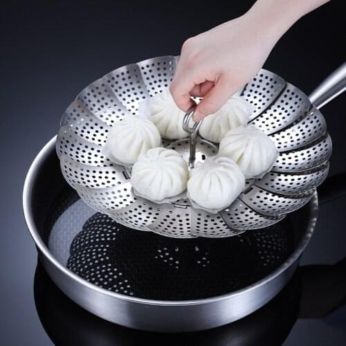 Stainless Steel Lotus Steaming Tray Multi-Function Changeable Fruit Tray Retractable Folding Magic Steamer Steaming Rack