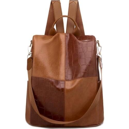 Fashion Women Backpack High Quality Soft Pu Leather Schoolbag For Girls Female Casual Large Capacity Vintage Shoulder Bags