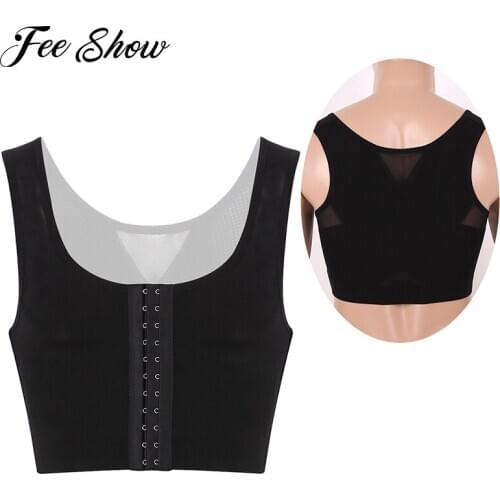 Mens Breathable Shapewear Gynecomastia Compression Shirts Body Shaper Hide Man Moobs Lesbian Chest Binder Vest Corset Top