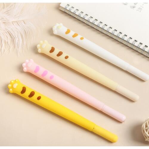 4 pcs Cute cat paw gel pen set 0.5mm ballpoint Black color ink pens writing kitties claw Stationery Office School supplies A6621