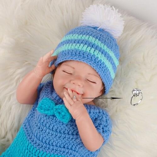 New 20 Inches Sleeping Eye-closed Baby Doll with Diamond ring Reborn Toddle Gift Toy for Children