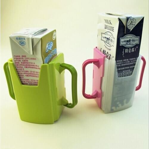 New 1pc Adjustable Plastic Safy Baby Toddler Kid Juice Milk Box Drinking Bottle Cup Holder Mug 2 Colors Drop Shipping