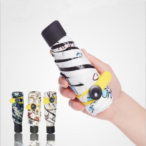 LIANGKA New mini ultra light sun umbrella, sun shade, anti ultraviolet, female folding sunscreen, black glue, half off pocket um