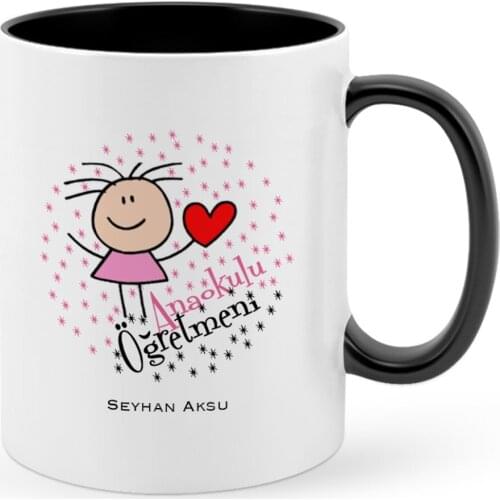 Personalized Nursery School Teacher Black Mug Cup-5