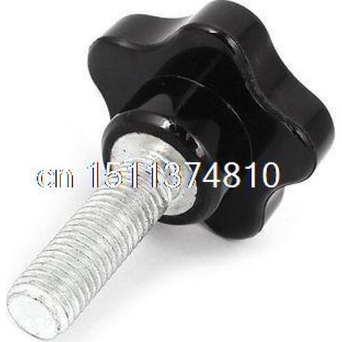 50mm Dia Plastic Star Shaped Head M12 x 40mm Thread Clamping Screw Knob Grip
