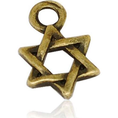 20pcs/lot Little star of david charms antique brass, 6 pointed star hexagram