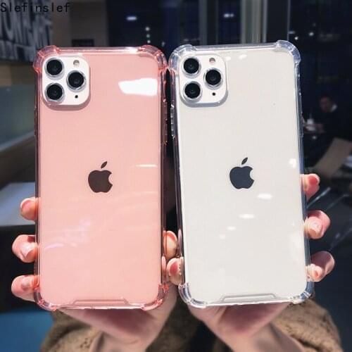 For iPhone 11 Pro X XR XS Max 6S 7 8 Plus Phone Case Candy Color Shockproof Bumper Transparent Soft TPU For iPhone 11 SE 2020 12