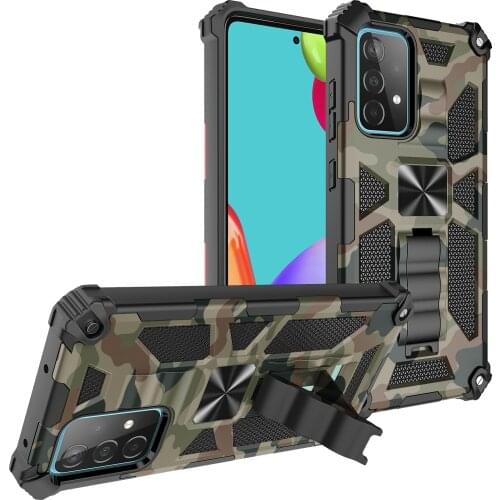 Camouflage Armor Phone Case For Samsung Galaxy A02 A02S A51 A71 A32 A12 A52 A72 5G M02 M40S M51 4G Rugged Shockproof Stand Cover