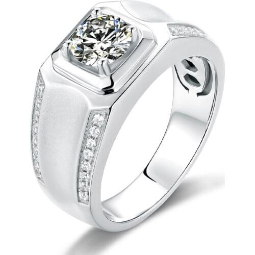 Luxury 100% 925 Sterling Silver Real 1 Carat D Color Moissanite Anniversary Rings For Men Elegant Party Fine Jewelry Wholesale