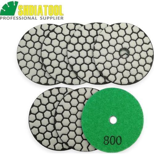 SHDIATOOL 7pcs 3inch #800 Dry Polishing Pads Diameter 80mm Resin Bond Diamond Flexible Polishing Pads Sanding Disks