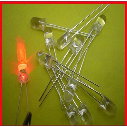 LED super bright light-emitting secondary white hair red 5MM 5 mm red long feet 10-pcs