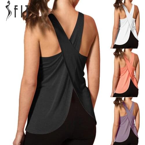Yoga Shirt Women Gym Shirt Quick Dry Sports Shirts Cross Back Gym Top Womens Fitness Shirt Sleeveless Sports Top Yoga Vest