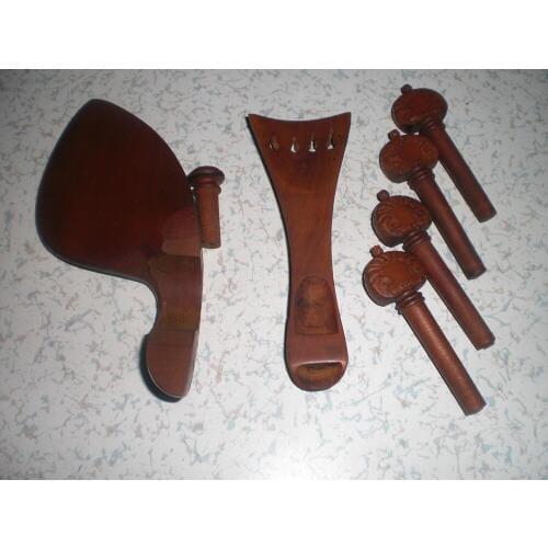 1 Set Carved Jujube Violin fitting 02# 4/4+shoulder rest+tuner+gut+string+clamp