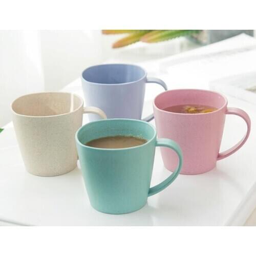 1PC Coffee Mugs Tea Cup Wheat Straw Round Plastic Tumblers Cup Mugs Water Bottle Kettle Home Office Tableware Tools X 039