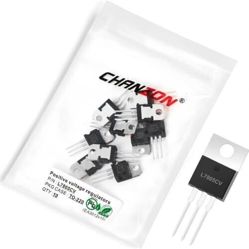 10Pcs L7805CV TO-220 Three-Terminal Voltage Regulator Transistor L7805 Bipolar Junction BJT Tube Fets 5V Integrated Circuits