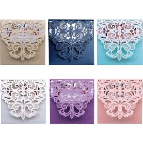 10PCS/lot Laser Cut Pearl Paper Wedding Cards Business Birthday Party Invitation Card With With Blank Inner Event Party Supplies