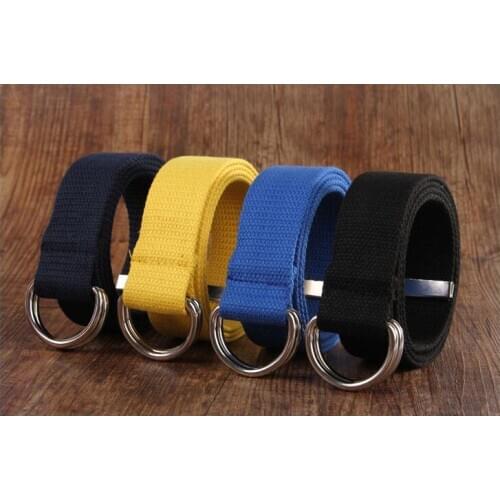 100pcs/lot MIXORDER Double Loop Canvas Belt 18 Colors Length 115cm Solid Color Waist Belt Clothes Accessory Wholesale