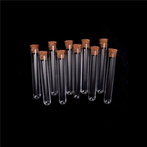 12x75Mm Laboratory Plastic Test Tube With Cork 6-inch 20ml Clear, Pack10, Lab Experiment Favor Gift Tube , Refillable Bottle